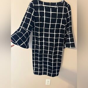 Liz Claiborne Black and White Checkered Long Sleeve Dress